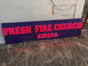 Red 3D and Blue Background Church Sign