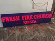 Red 3D and Blue Background Church Sign - 1