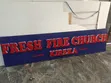 Red 3D and Blue Background Church Sign - 2