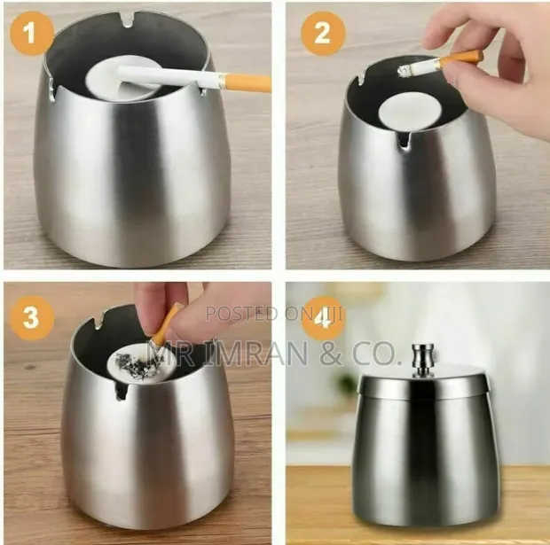 Stainless Steel Windproof Ashtray - 1