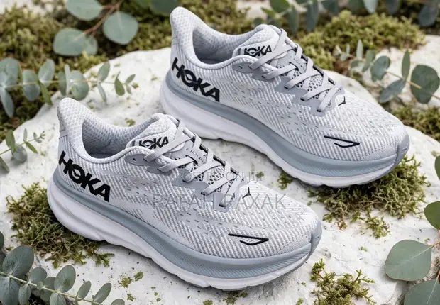 Original Grey Hoka One One Clifton 9 Running Sneakers - 1