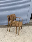 Slatted Back Outdoor Dining Chairs (Plastic) - 1