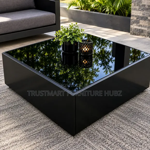 Trustmart Luxurious Centre Table - Black Glass Top - 1