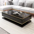 Center Table with Hardwood Timber and Glass Top - 1