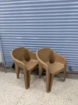 Stackable Outdoor Plastic Chairs - Brown - 2