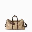 Beige and Brown Patterned Travel Duffel Bag - 2