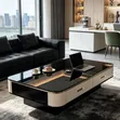 Rectangular Coffee Table with Storage - Modern Black & White - 1