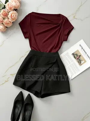 Women's Olive Green Asymmetric Neck Top