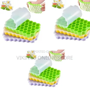 Set of Stackable, Flexible Silicone Honeycomb Ice Cube Trays