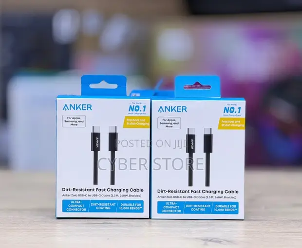 Anker Zolo USB-C to USB-C Fast Charging Cable (3.3 Ft, 240W, Braided) - 1