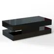Black Coffee Rectangular Table with Modern Tempered Glass Top - 1