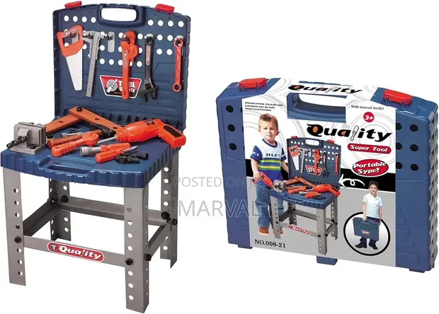 Kids Tool Workbench Set with Electronic Cordless Drill - 1