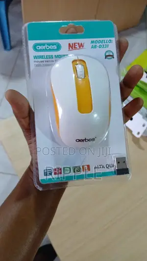 Aerbes 1200 DPI Wireless Optical Mouse - White & Yellow