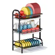3-Tier Black Metal Kitchen Dish Drying Rack - 1