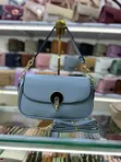 Alba Handbags - Women's Blue Textured Leather Handbag - 1