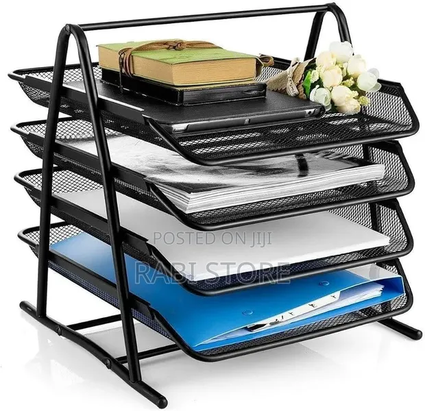 4 Tier Mesh Desk Organizer - Heavy Duty Metal - 1
