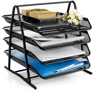 4 Tier Mesh Desk Organizer - Heavy Duty Metal