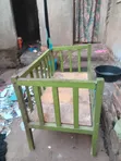Durable Wooden Crib - Green - 2