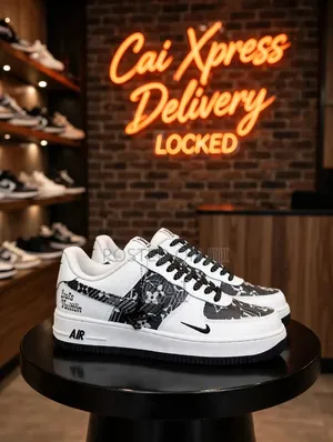 Nike Air Force 1 Low-Top Sneakers - White/Black LV Monogram