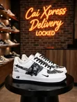 Nike Air Force 1 Low-Top Sneakers - White/Black LV Monogram - 1