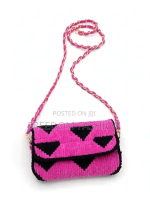 Pink and Black Handmade Crossing Bag