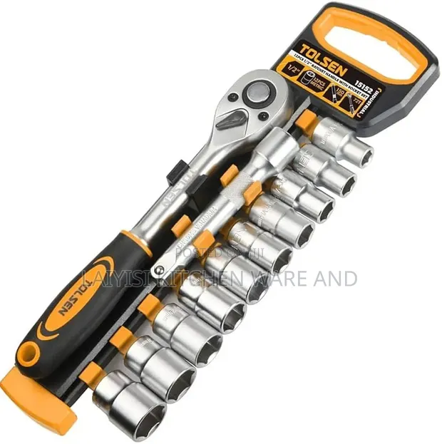 Tolsen 12-Piece 1/2" Socket Set with Ratchet Handle - 1