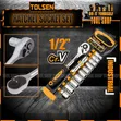 Tolsen 12-Piece 1/2" Socket Set with Ratchet Handle - 4