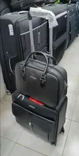 Black Leather Business Trolley & Carry-On Set - 2