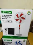 3Q Rechargeable Stand Fan with Solar Panel & Light - 1