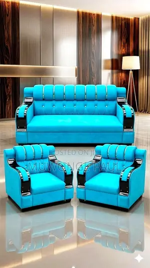 Japanese Luxury 6-Seater Sofa Set with Wooden Accents
