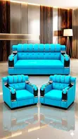 Japanese Luxury 6-Seater Sofa Set with Wooden Accents - 1