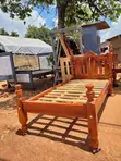 Solid Musambya Wood Single Bed Frame - Mahogany Finish - 2