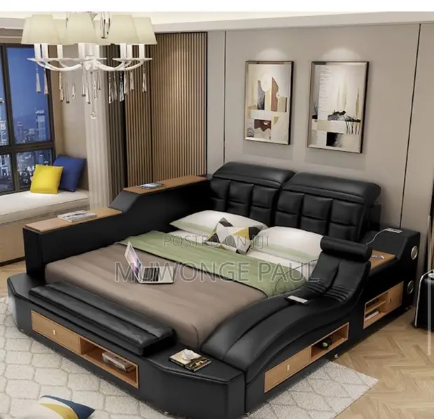 Smart Music Leather Bed with Storage - 1