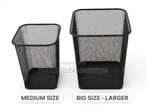 Office Waste Bin - Square Steel Black - 1