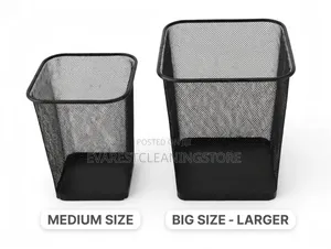 Office Waste Bin - Square Steel Black