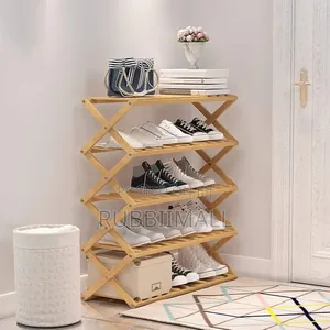 5-Tier Foldable Bamboo Shoe Rack Organizer