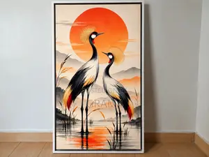 Crested Crane African Wildlife Wall Art - 120x60cm Framed Canvas