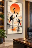 Crested Crane African Wildlife Wall Art - 120x60cm Framed Canvas - 2