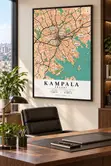 Kampala Map Wall Art - 120x60cm Framed Canvas - 3
