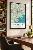 Kampala Map Wall Art - 120x60cm Framed Canvas - 4