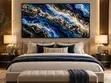 Blue Gold 3D-Effect Abstract Wall Art (120x60cm) - Framed Canvas - 2