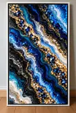 Blue Gold 3D-Effect Abstract Wall Art (120x60cm) - Framed Canvas - 4