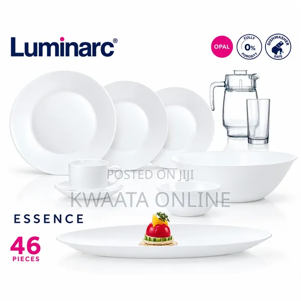 Luminarc Diwali 46-Piece White Opal Glass Dinnerware Set - 1