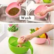 Multi-Purpose Plastic Rice Washing Bowl & Strainer - 2