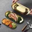 Oval Stainless Steel Serving Tray Set (3PC) - 1