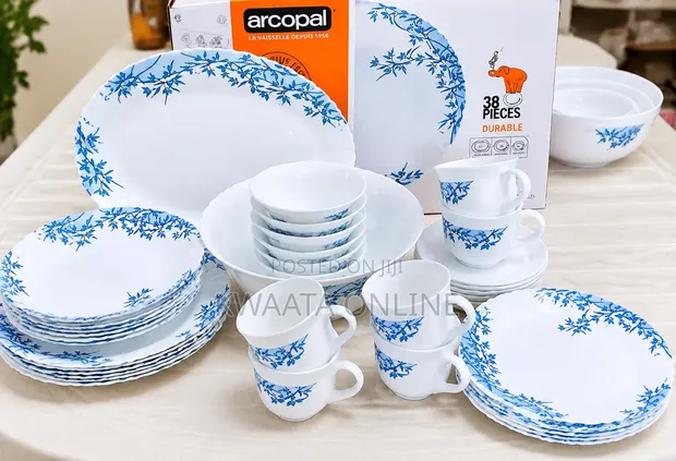Arcopal Aliya Blue 38-Piece Opal Glass Dinnerware Set - 1