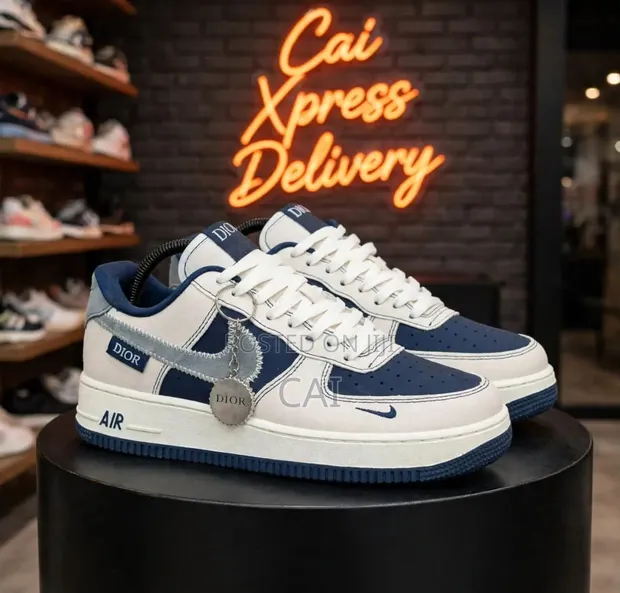 Nike Air Force 1 Low-Top Sneakers - White/Midnight Blue - 1