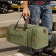 Large Olive-Green Cotton Canvas Travel Duffel Bag - 1