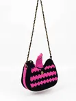 Golden Chain Pink and Black Crossing Cartoon Bag - 1