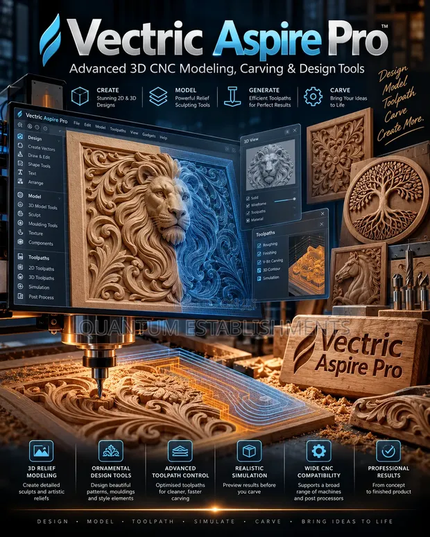 Vectric Aspire Pro: Advanced 3D CNC Design Software - 1
